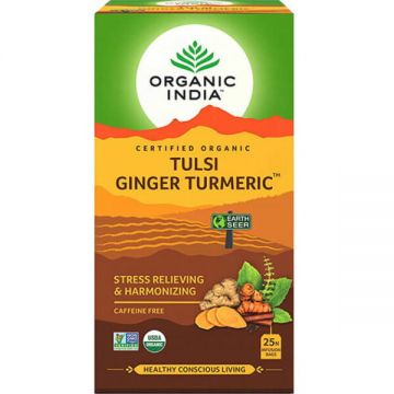 ORGANIC INDIA Ceai Adaptogen Turmeric si Ghimbir 25 plic