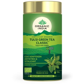 Tulsi (Busuioc Sfant) Ceai Verde - Antistres Natural & Vitalizant, 100gr