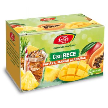 Ceai rece cu papaya mango si ananas, 12 plicuri, Fares