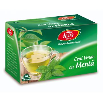 Ceai verde cu menta, 20 plicuri, Fares