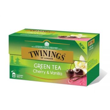 Twinings Green Cherry Vanilla ceai verde cu cirese si vanilie 25 pliculete