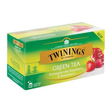 Twinings Green Pomegranate Raspberry & Strawberry ceai verde cu rodie zmeura si capsuni 25 pliculete